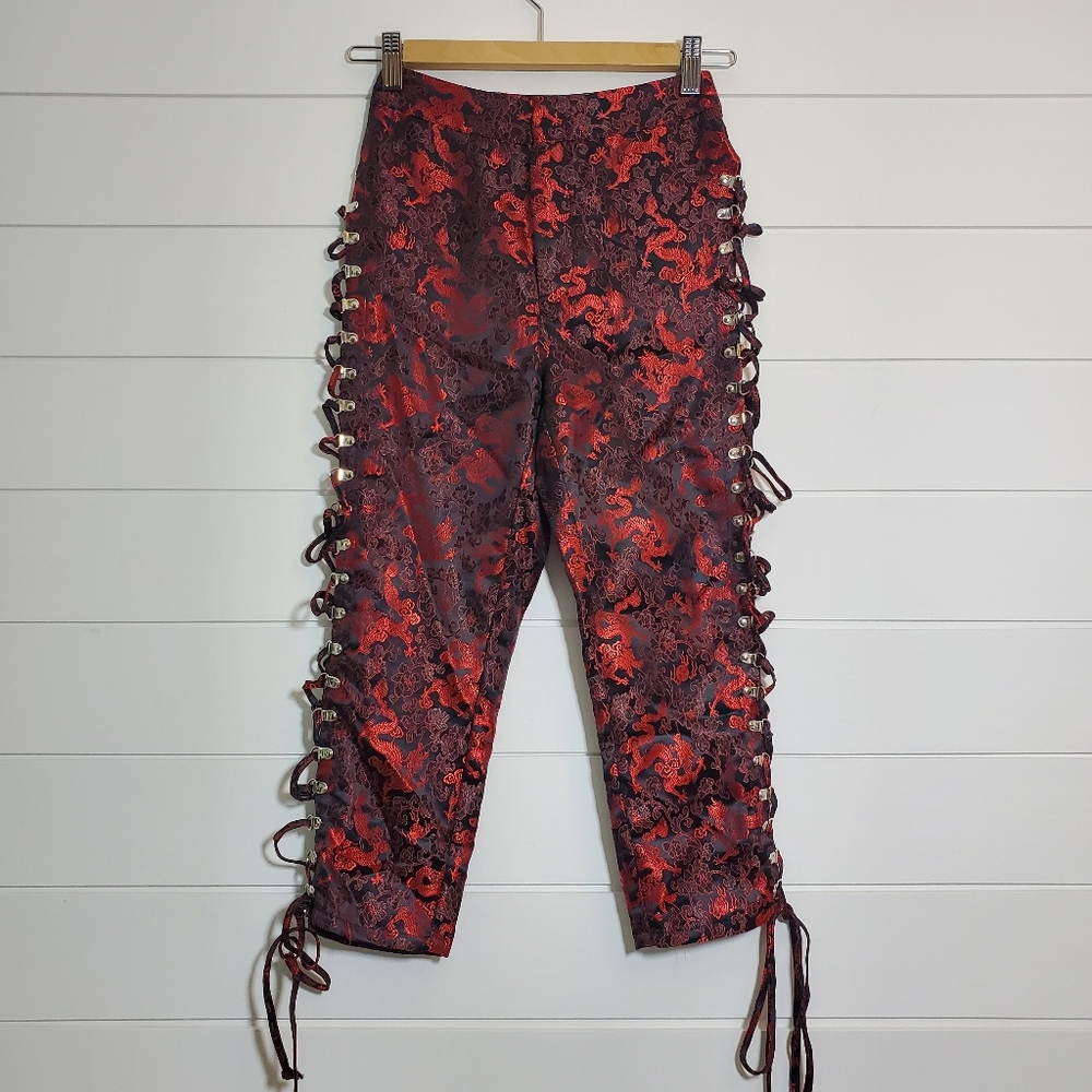 Poster‎ Girl Dragon Fire Pedal Pusher Red Pants. Size: XXS